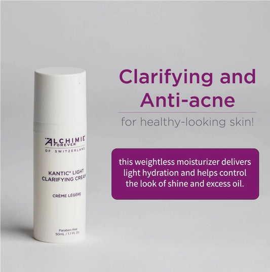 Crema clarificante ligera Alchimie Forever Kantic - Sin benceno, aclara la piel propensa a imperfecciones y acné, hidratante facial antienvejecimiento