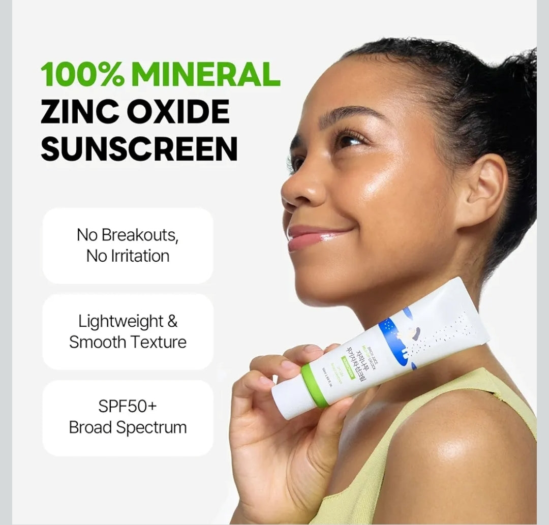 Round Lab Birch Juice Mild-up Sunscreen UV - SPF 50+ broad spectrum, Mineral Zinc Oxide, for Sensitive Skin, Control Oil and Sebum