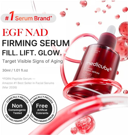 medicube NAD EGF Firming Serum for Face & Neck Anti-Aging Serum with EGF Peptide, NAD+ & Collagen