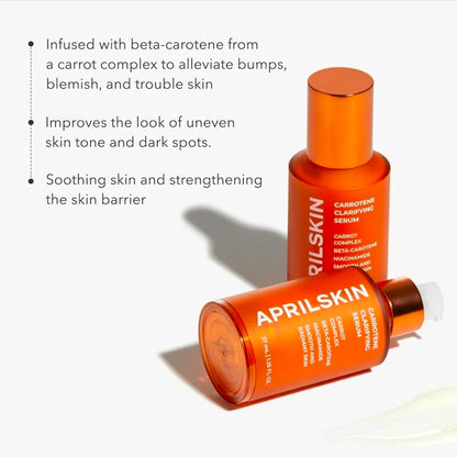 Suero facial clarificante de zanahoria APRILSKIN: corrector de manchas oscuras, aclarador de imperfecciones, vegano, no comedogénico, para piel grasa, sensible y con baches.