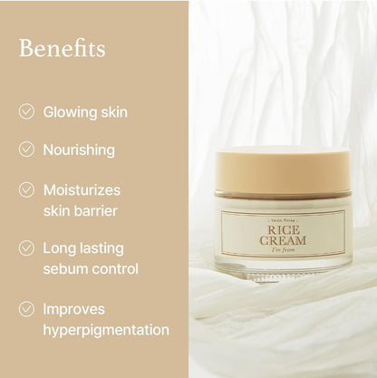 I'm from Rice Cream - Rice Bran Essence with Ceramide, Glowing Look, Improves Moisture Skin Barrier, Deep Nourishment, Smooths and Evens Skin Tone