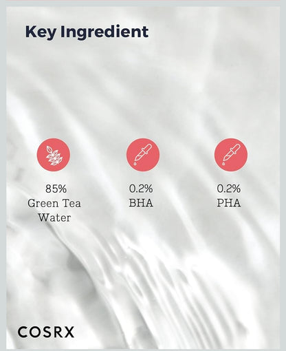 COSRX Calming Liquid Mild: solución perfecta que ayuda a prevenir el acné leve mientras se elimina el sebo con agua de té verde, BHA y PHA.