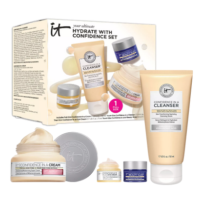 IT Cosmetics Hydrate with Confidence Set de cuidado de la piel antienvejecimiento: mantiene tu piel sana e hidratada
