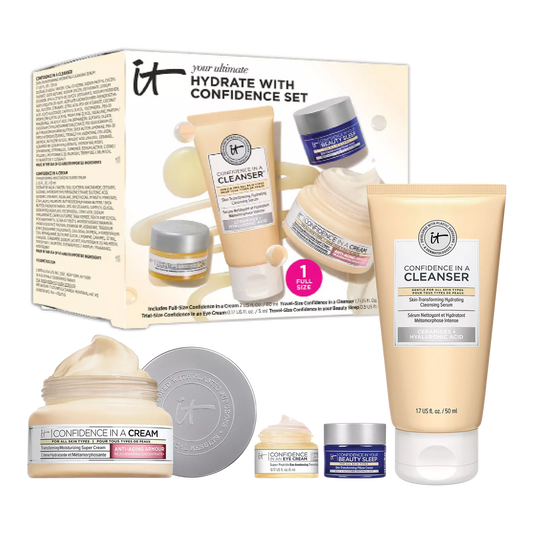 IT Cosmetics Hydrate with Confidence Set de cuidado de la piel antienvejecimiento: mantiene tu piel sana e hidratada