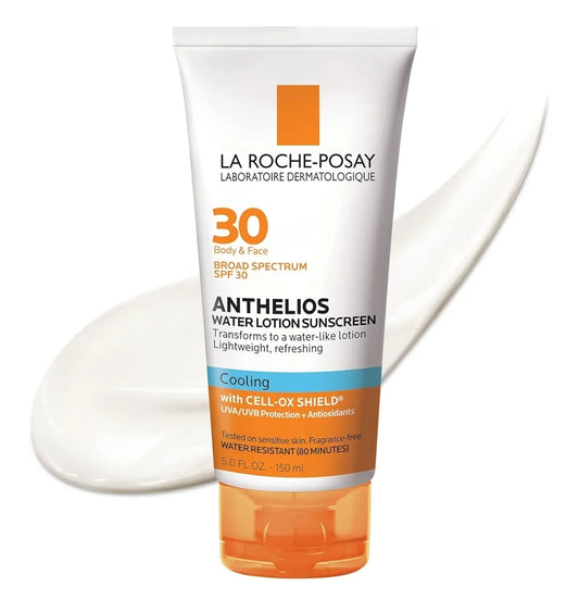 Loción protectora solar La Roche-Posay Anthelios Cooling Water para rostro y cuerpo FPS 30 - FPS de amplio espectro + antioxidantes, absorción rápida, sin aceite