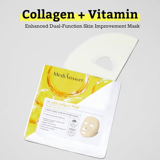 MediAnswer Vita Collagen Mask - Premium Firming & Revitalizing Hydrogel Mask with French Collagen & Vitamin Complex, Hydrating & Nourishing - 1 Mask