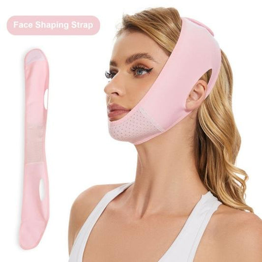 Prescott & Taylor V-Line Facial Lifting Strap - Pink - Restore skin elasticity, define V-shaped facial contours - Velcro