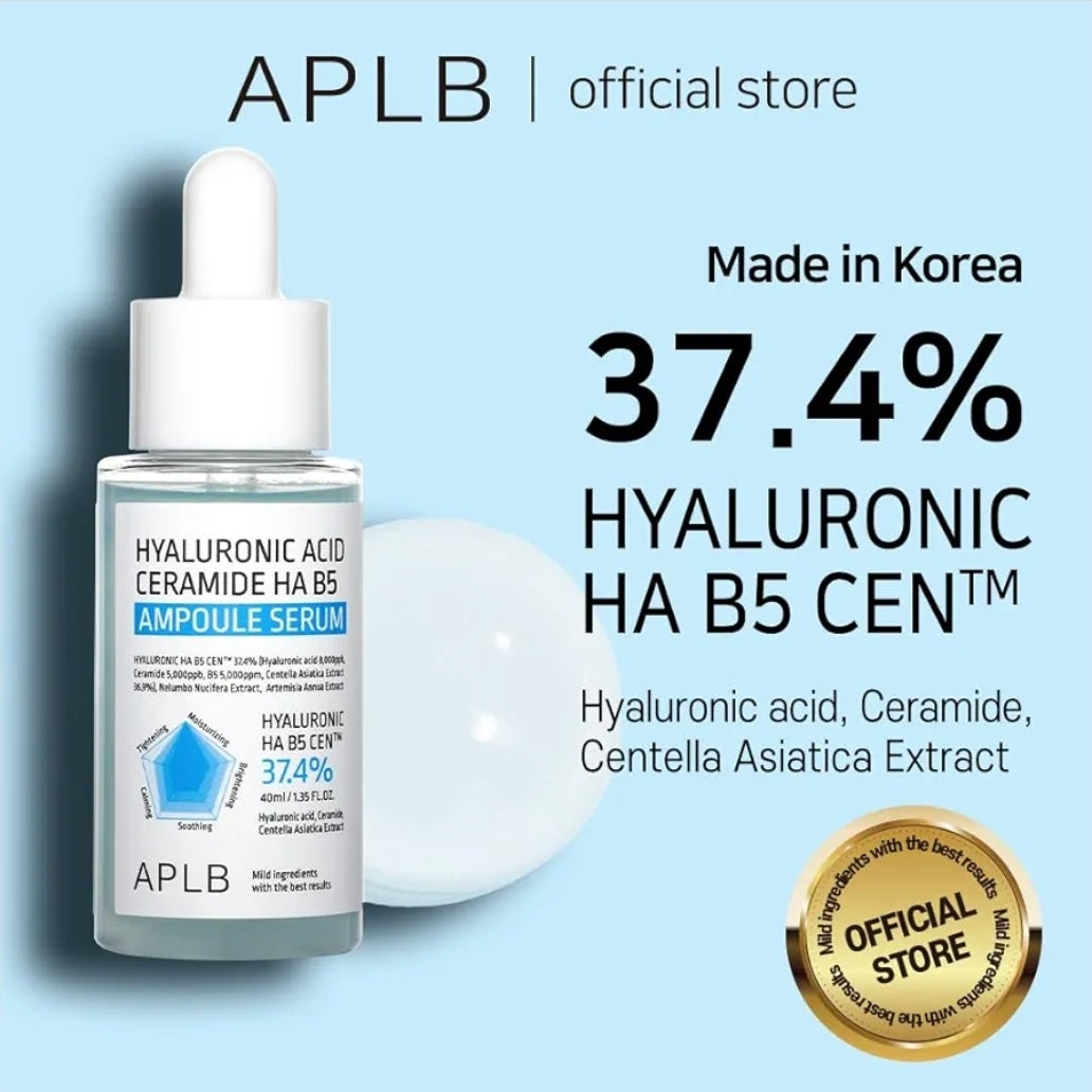 APLB Hyaluronic Acid Ceramide HA B5 Ampoule Serum - HYALURONIC HA B5 CEN 37.4%, Long lasting moisturizing, Revitalize for gentle and improve skin texture