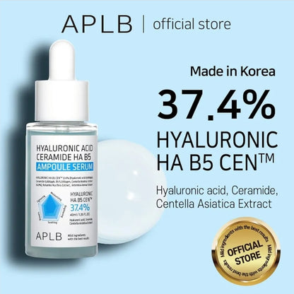 APLB Hyaluronic Acid Ceramide HA B5 Ampoule Serum - HYALURONIC HA B5 CEN 37.4%, Long lasting moisturizing, Revitalize for gentle and improve skin texture