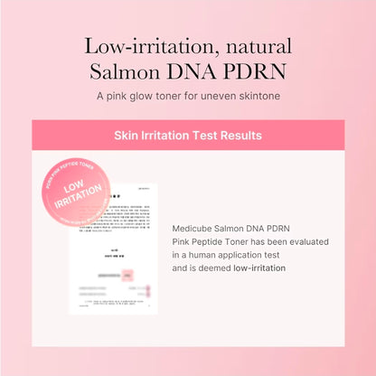 medicube PDRN Pink Cica Soothing Toner - Salmon DNA PDRN CICA Soothing Toner, Lightweight & Watery for Skin Boosting, Soothing and Calming, Uneven Skin Tone Care with Peptide & Niacinamide
