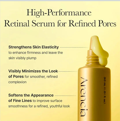Arencia Retinal Booster Shot Serum - Firming Advanced Night Serum with Caffeine and Ectoin for Mature Skin, Pore Minimizing, Fine Lines & Wrinkles