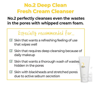 numbuzin No.2 Cleansing Foam - Deep Clean Gentle Exfoliation, Deep Cleansing, Natural Ingredients,Blackheads, Excess Oil, Dead Skin Cells
