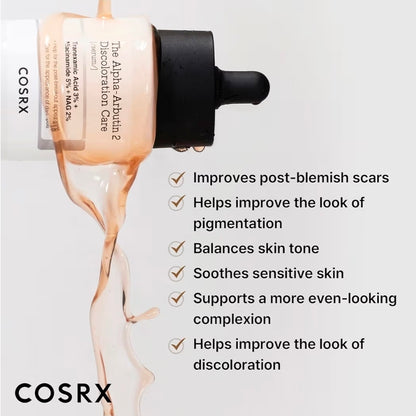 COSRX The Alpha Arbutin 2 Discoloration Care Serum - Even skin tone while soothing irritation and enhancing brightness, reduce dark spots and hyperpigmentation - Tranexamic Acid ( TXA) and Niacinamide