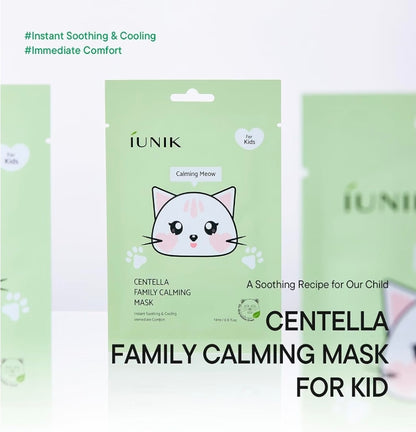 IUNIK Centella Kids Calming Sheet Mask - Gentle Soothing Care - 1 Mask
Centella Asiatica & Vitamin B5 Cat-Shaped Vegan Sheet Mask