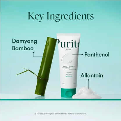 PURITO Mighty Bamboo Panthenol Cleanser - Gentle Face Wash for Moisturizing, Makeup Remover, for Sensitive Skin, Vegan & Cruelty-Free Face Cleanser