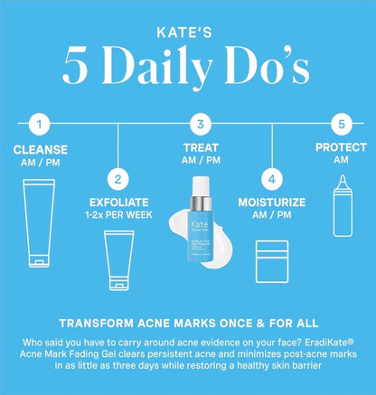 Kate Somerville EradiKate Acne Mark Fading Gel - Salicylic Acid, Niacinamide, Prebiotic Complex, Acne Treatment - Visibly Reduces Acne Scars, Clears Skin & Prevents Breakouts, Clarifies, Protects