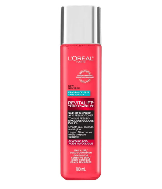 L'Oréal Paris Revitalift 5% Pure Glycolic Acid - Tónico exfoliante con aloe vera, sin alcohol ni fragancia