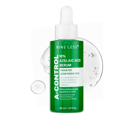 Nineless 10% Azelaic Acid Serum + FREE Travel A-Control Azelaic Acid Cream - With Niacinamide & Snail Mucin - Redness Relief & Dark Spot Corrector for Face - Facial Serum for Acne-Prone, Oil Control & Pore Care