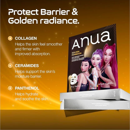 ANUA Ceramide Barrier Collagen Mask - Glow Up, Elasticity Hydrogel Face mask, Moisture Barrier Repair for Glass Skin, 24H Deep Hydration Lasting, KPop Demon Hunters - 1 Mask