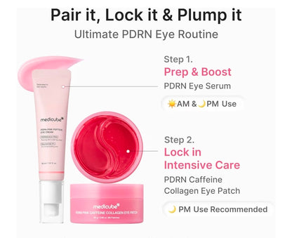 medicube PDRN Pink Caffeine Collagen Eye Patch - Gel Eye Patches for the appearance of Dark Circles, Undereye Bags, Firming, Age-Defying Care with Retinol, Collagen
