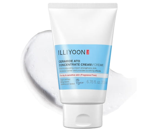 Illiyoon Ceramide Ato Concentrate Cream | Moisturizer for Dry & Sensitive Skin, 100hr Lasting Hydration, For Face & Body, Gentle for Infants, Moisture Barrier Repair, Vegan Certified, 7.8oz