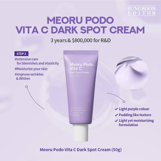 SUNGBOON EDITOR Meoru Podo Vita C Brightening Cream - Facial Moisturizer for Brightening, Correcting blemishes, Soothing,Vitamin C, Niacinamide, Hyaluronic Acid, Cica