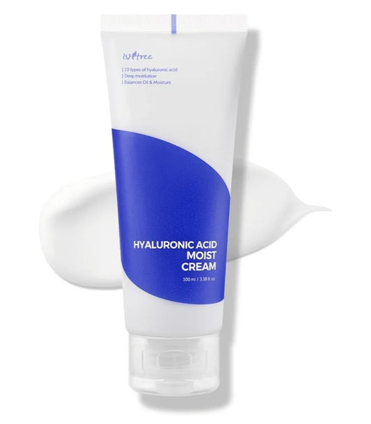 ISNTREE Hyaluronic Acid Moist Cream - Deep Hydration for Dry Skin, Balances Oil & Moisture, Lightweight & Non-Greasy, Fragrance-Free