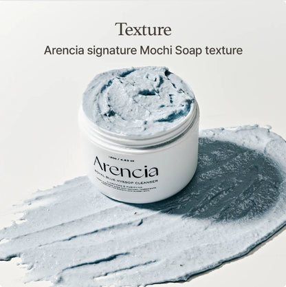Arencia Fresh Blue Hyssop Rice Mochi Cleanser  - Brightening & Deep Cleansing, Exfoliator, Acne-Prone Skin & Blackheads
