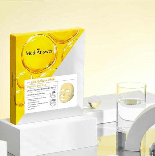 MediAnswer Vita Collagen Mask - Premium Firming & Revitalizing Hydrogel Mask with French Collagen & Vitamin Complex, Hydrating & Nourishing - 1 Mask