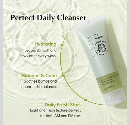 MIDHA Low pH Rice Gentle Cleanser with Mung Bean - Removes impurities, purify the skin, and support hydration