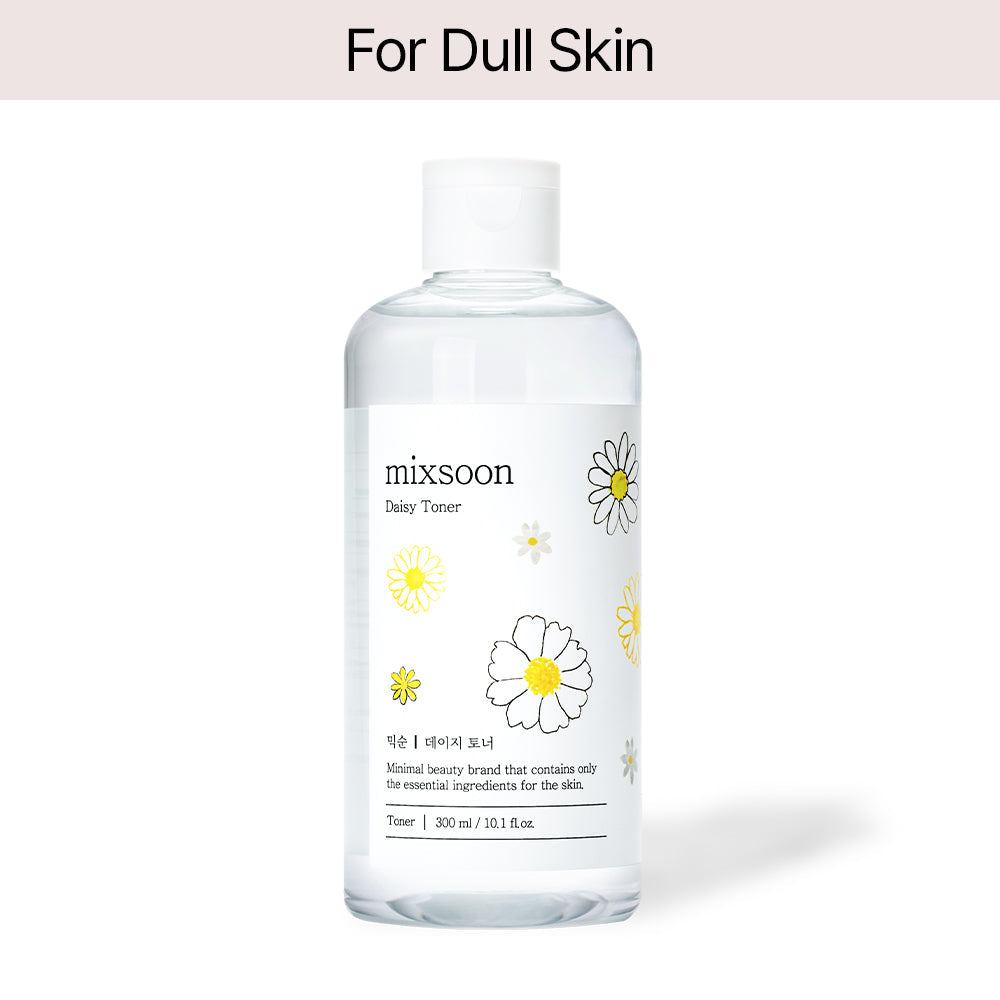 mixsoon Daisy Toner - Daisy Flower Extract rich in brightening and soothing properties, helps to even out skin tone, reduce dullness, and deliver refreshing hydration, leaving the skin clear, radiant, and balanced