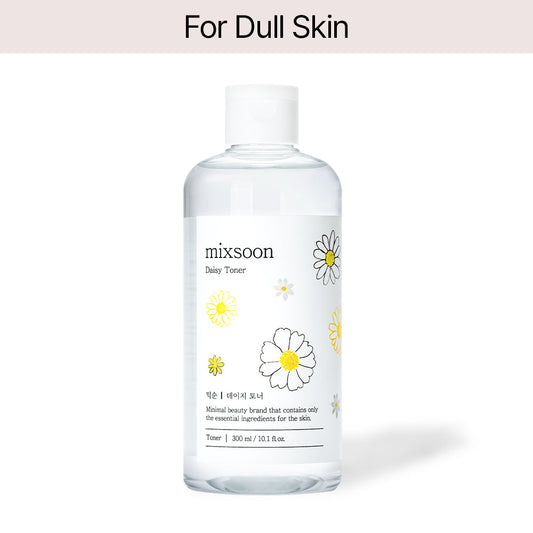 mixsoon Daisy Toner - Daisy Flower Extract rich in brightening and soothing properties, helps to even out skin tone, reduce dullness, and deliver refreshing hydration, leaving the skin clear, radiant, and balanced