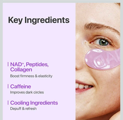 Parches oculares Numbuzin n.° 9, mascarillas de gel de colágeno NAD+ para ojos (con péptidos, cafeína y niacinamida), parches refrescantes para bolsas e hinchazón debajo de los ojos, ideal para regalar en Navidad, 5 pares (10 parches)
