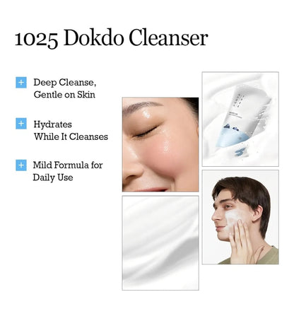ROUND LAB 1025 Dokdo Cleanser - Low pH Facial Cleanser for Sensitive Skin, Rich Soft Bubbles for Deep Cleansing and Makeup Removal, Hydrating Face Wash with Deep Sea Water, Korean Skin Care