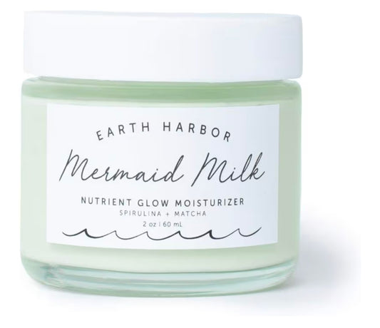 Earth Harbor MERMAID MILK Nutrient Glow Moisturizer - Lightweight Botanical Hydration, Matcha and Spirulina, 100% Non-GMO + Plant-Based - Hydrates and balances skin without a greasy feeling