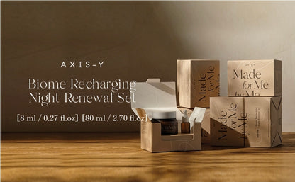 AXIS-Y Biome Recharging Night Renewal Set - Overnight Solution Care Set Skin Barrier Cream with Panthenol Concentrate - Korean Skincare for All Skin Types (2.7 & 0.27 fl. oz.)