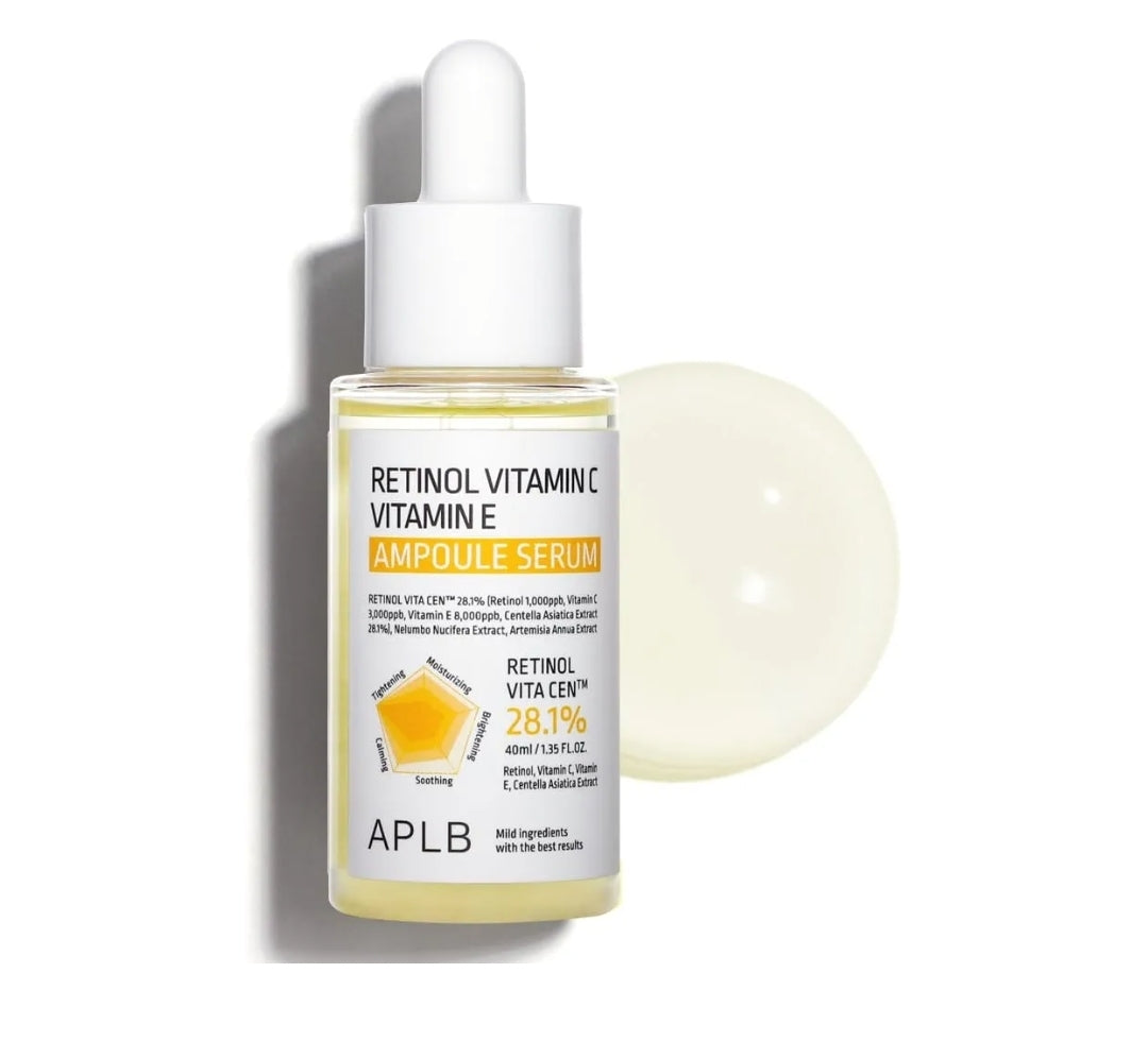 APLB Retinol Vitamin C Vitamin E Ampoule Serum - RETINOL VITA CEN 28.1%, Long lasting moisturizing, Revitalize for gentle and improve skin texture