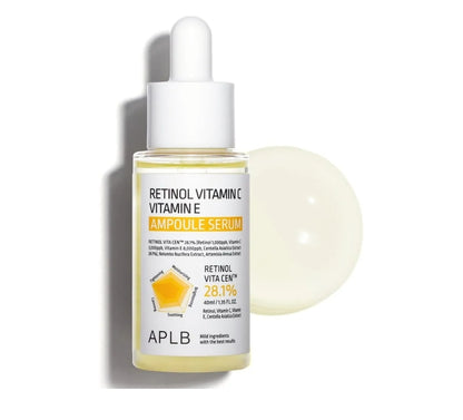 APLB Retinol Vitamin C Vitamin E Ampoule Serum - RETINOL VITA CEN 28.1%, Long lasting moisturizing, Revitalize for gentle and improve skin texture