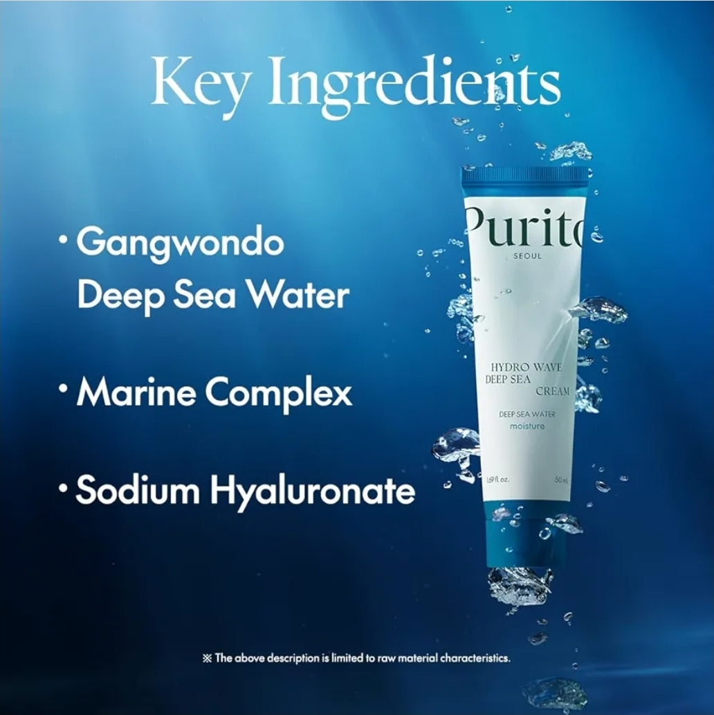 PURITO Deep Sea Cream, Hydration - Lightweight, for All Skin Types, Daily Face Moisturizer, Vegan & Cruelty-Free