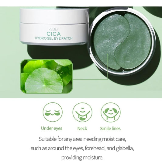TENZERO Relief Cica Hydrogel Eye Patch - Centella Treatments for Puffy Eye, Fine Lines, Soothing, Eye Puffiness Reducer, Hydrating Eye Pads, Korean - 30 Pairs