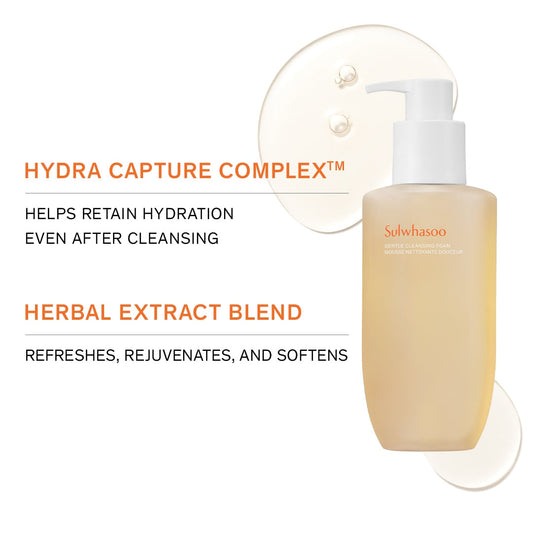 Sulwhasoo Gentle Cleansing Foam - Korean Face Wash for All Skin Types, Moisturizes, Rejuvenates, Removes Dirt and Impurities