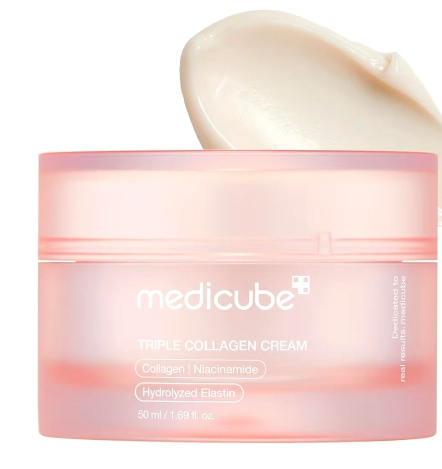 Medicube Triple Collagen Cream - Hydrating & Firming Moisturizer with Hyaluronic Acid, Premium Elastin, Shea Butter - Wrinkle Care & Boosts Elasticity
