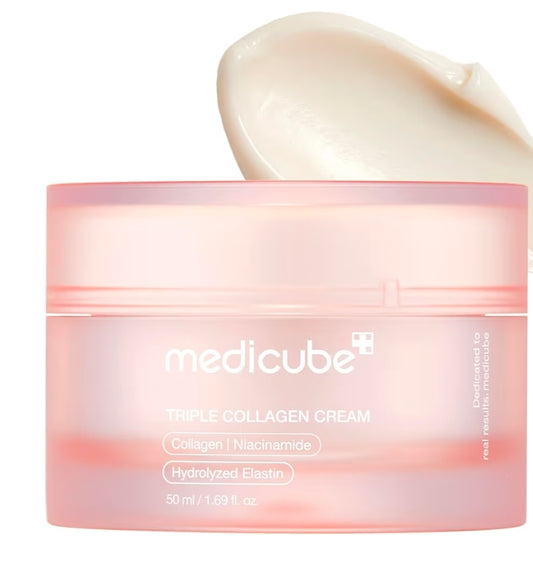 Medicube Triple Collagen Cream - Hydrating & Firming Moisturizer with Hyaluronic Acid, Premium Elastin, Shea Butter - Wrinkle Care & Boosts Elasticity