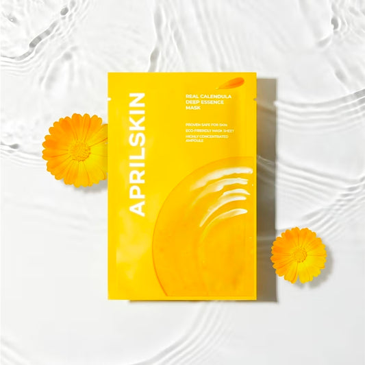 APRILSKIN Calendula Deep Essence Mask - Hydrating, Repairing, Soothing, Nourishes skin with antioxidants - 1 Mask