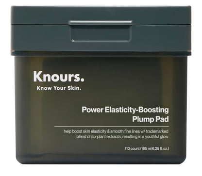 Almohadillas rellenadoras Knours Power Elasticity Boosting - Extracto de 6 plantas, suaviza líneas de expresión, reafirmante, elasticidad, refuerzo de colágeno, almohadilla tónica premium 2 en 1 + mascarilla facial, albahaca sagrada, 110 almohadillas