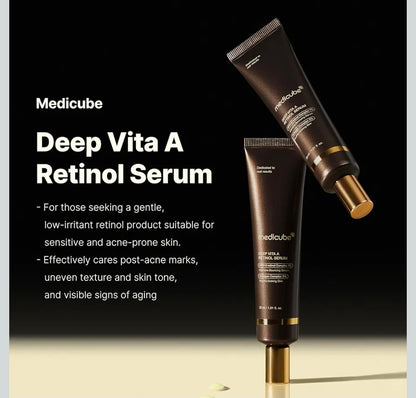 medicube Deep Vita A Retinol Serum - Anti-Aging Retinol & Bakuchiol - Targets Fine Lines, Uneven Skin Tone, Blemish Scars