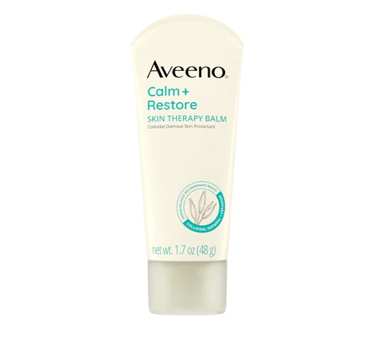 Bálsamo terapéutico Aveeno Calm + Restore: protector calmante e hidratante para piel sensible, con avena coloidal y ceramidas para combatir la sequedad de la piel. Sin fragancia ni esteroides.