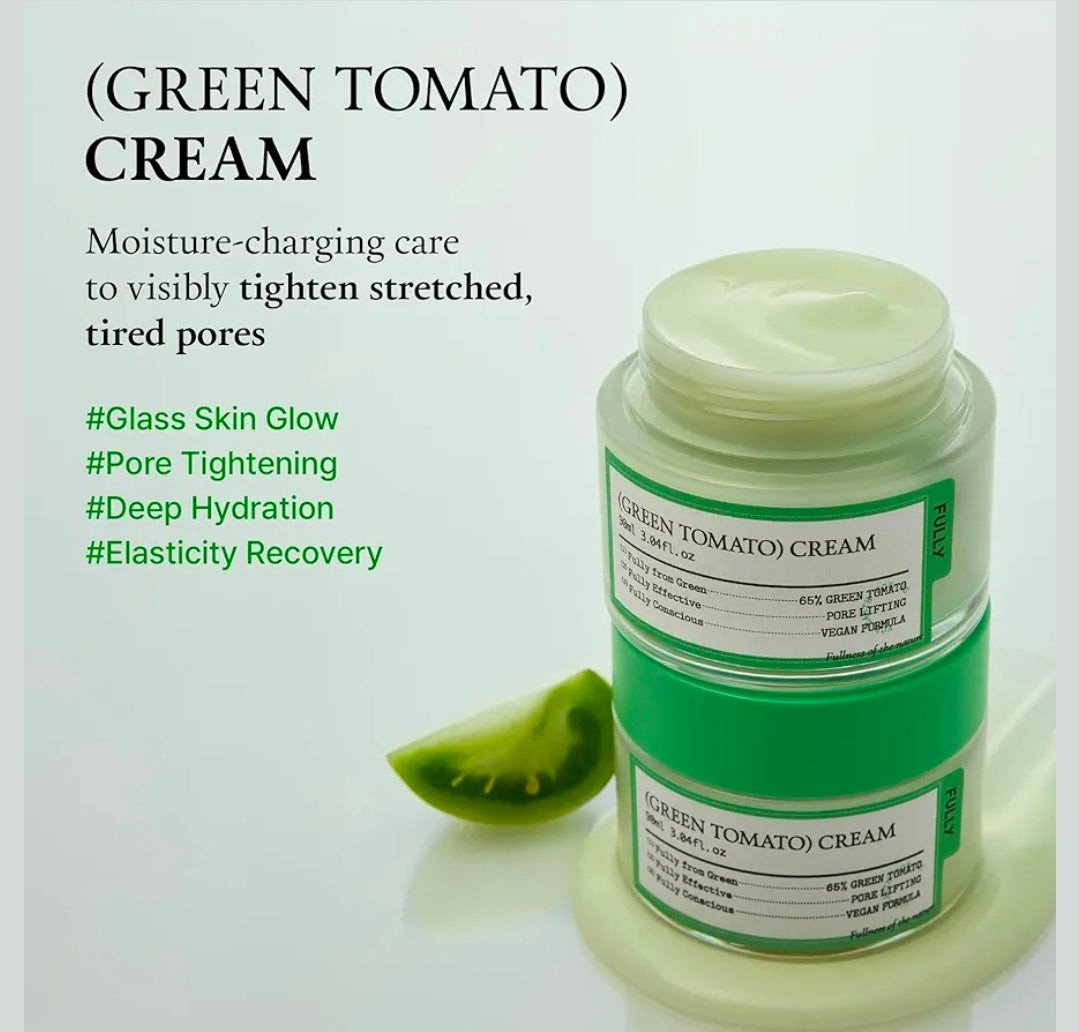 FULLY Green Tomato Facial Cream - Anti Aging, Hypoallergenic
REJUVENATING SKINCARE EXPERIENCE WITH GREE Cream, Pore Lifting with 65% Green Tomato Extract and Vitamin C, Facial Moisturizer for Hydration and Elasticity, Fragrance Free, Vegan