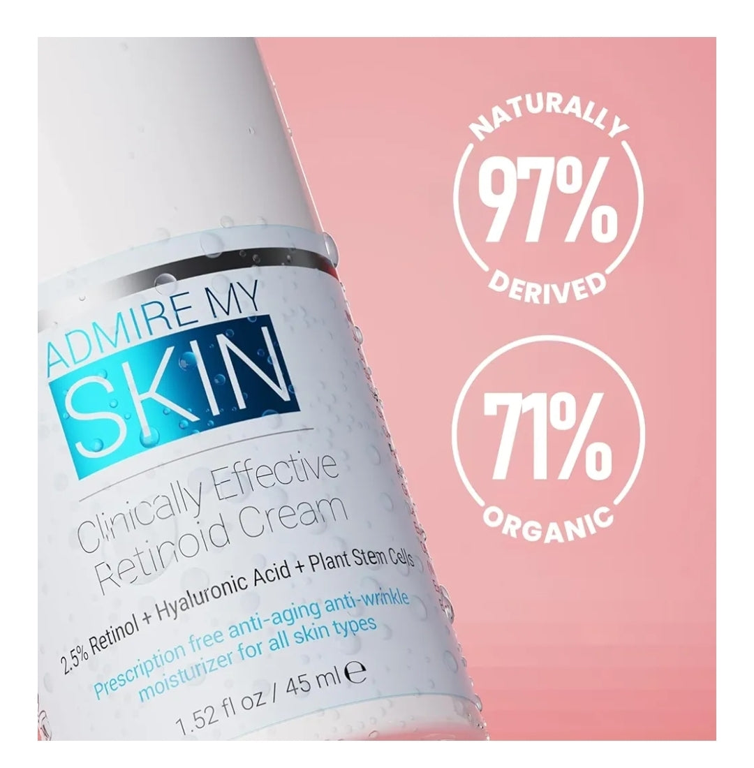 Admire My Skin Clinically Effective Retinoid Cream - Over The Counter Retinol - Anti Aging Retinol Cream Moisturizer, Eliminate Wrinkles