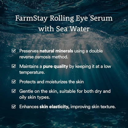 Farmstay Hyaluronic Acid Rolling Eye Serum with 2% Niacinamide & Collagen – Hydrating Korean Eye Roller for Dark Circles, Puffy Eyes & Wrinkles